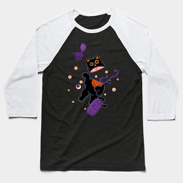 Halloween Neko Baseball T-Shirt by Fluffymafi